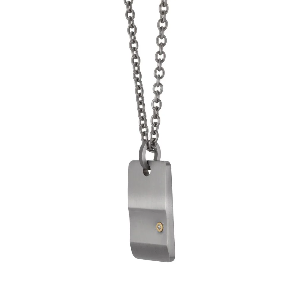 Catena con ciondolo Titanio, Oro giallo 750/18 carati Diamante 0.02 ct, w-si 55 cm - Image 3