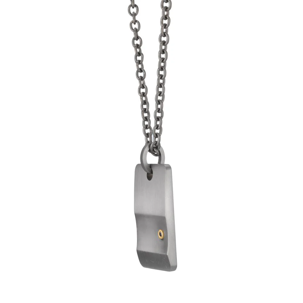 Catena con ciondolo Titanio, Oro giallo 750/18 carati Diamante nero, 0.02 ct 55 cm - Image 2