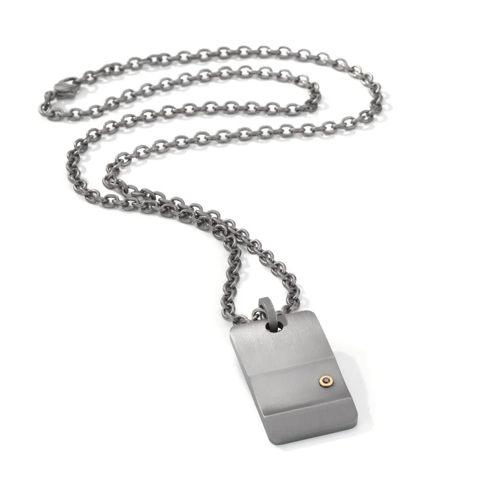 Catena con ciondolo Titanio, Oro giallo 750/18 carati Diamante nero, 0.02 ct 55 cm - Image 3