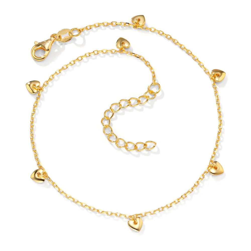 Cavigliera Argento giallo dorato Cuore 23-27 cm - Image 2