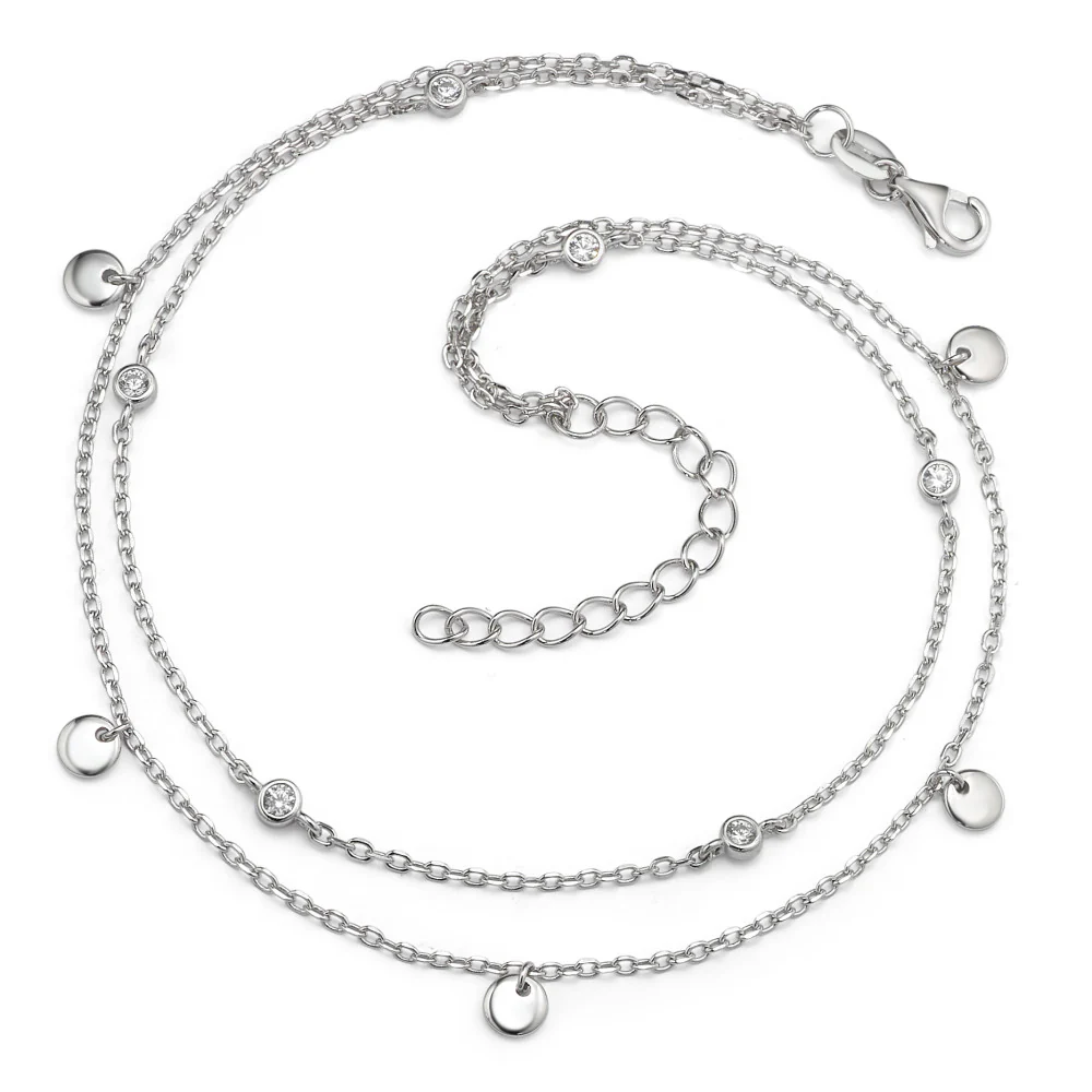 Cavigliera Argento Zirconia rodiato 24-27 cm