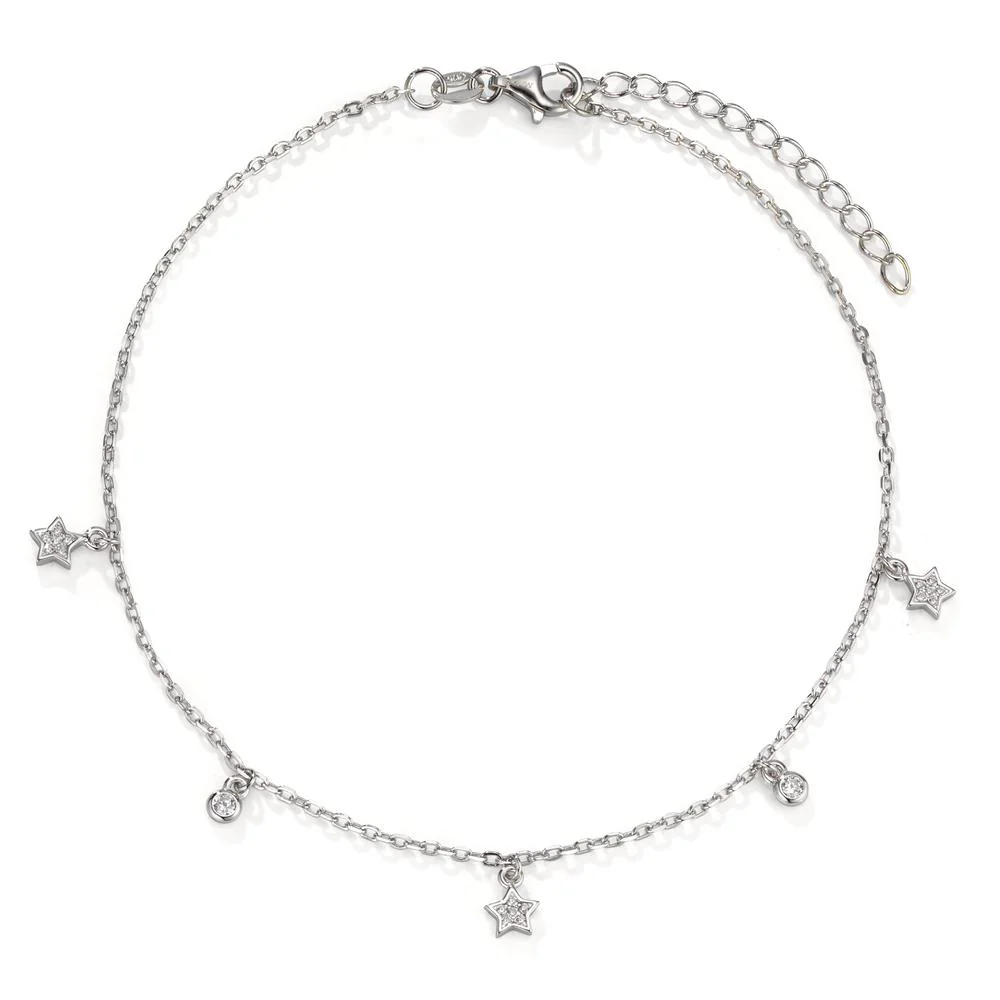 Cavigliera Argento Zirconia rodiato Stella 23-27 cm