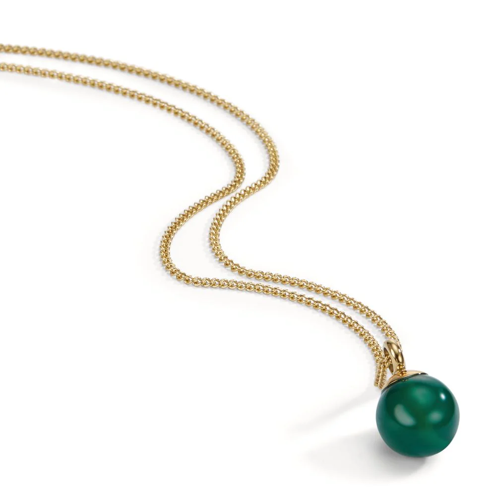 Ciondolo Acciaio inossidabile Agata verde giallo rivestimento IP Ø10 mm - Image 2