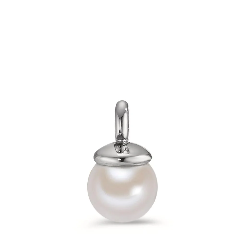 Ciondolo Acciaio inossidabile Perla di conchiglia bianco, 7 mm Ø7 mm