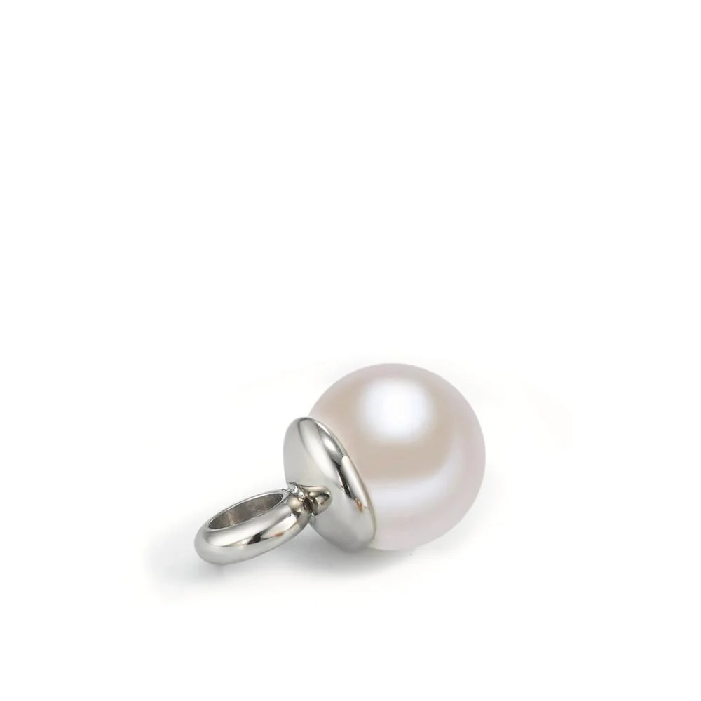 Ciondolo Acciaio inossidabile Perla di conchiglia bianco, 7 mm Ø7 mm - Image 2
