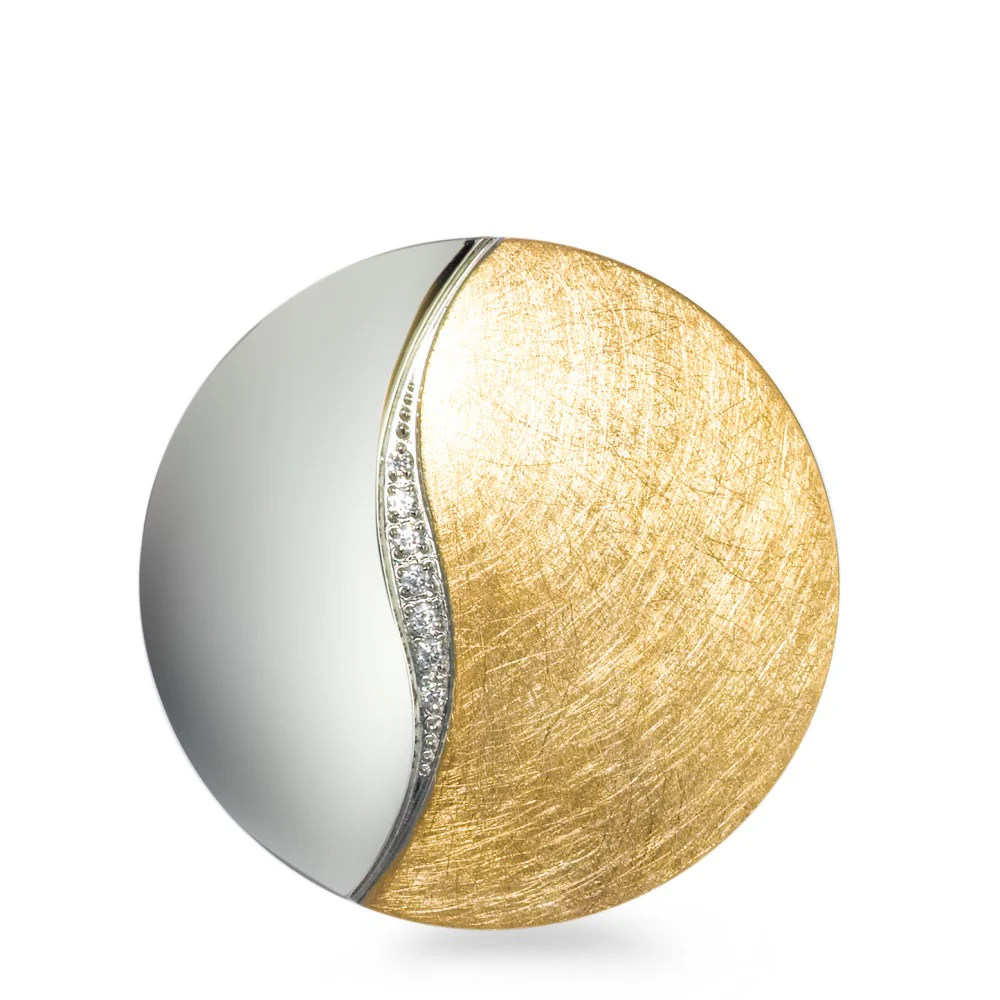 Ciondolo Acciaio inossidabile Zirconia 7 pietra giallo rivestimento IP Ø30 mm