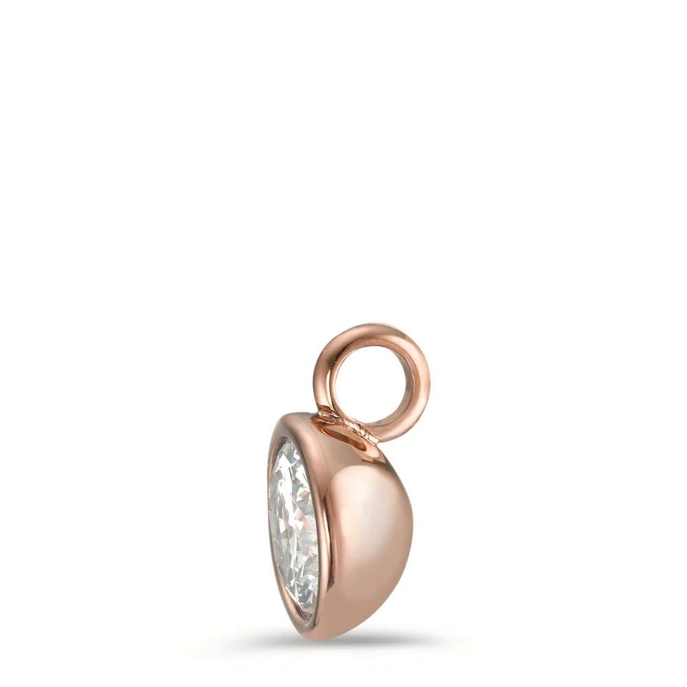Ciondolo Acciaio inossidabile Zirconia bianco rosa rivestimento IP Ø9.5 mm - Image 3