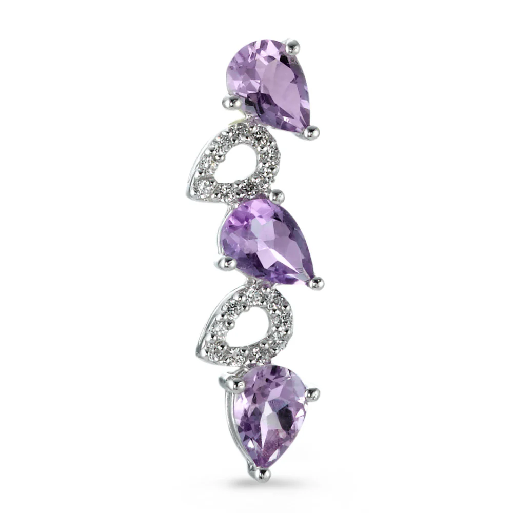 Ciondolo Argento Ametista Viola, 21 pietra, Zirconia rodiato