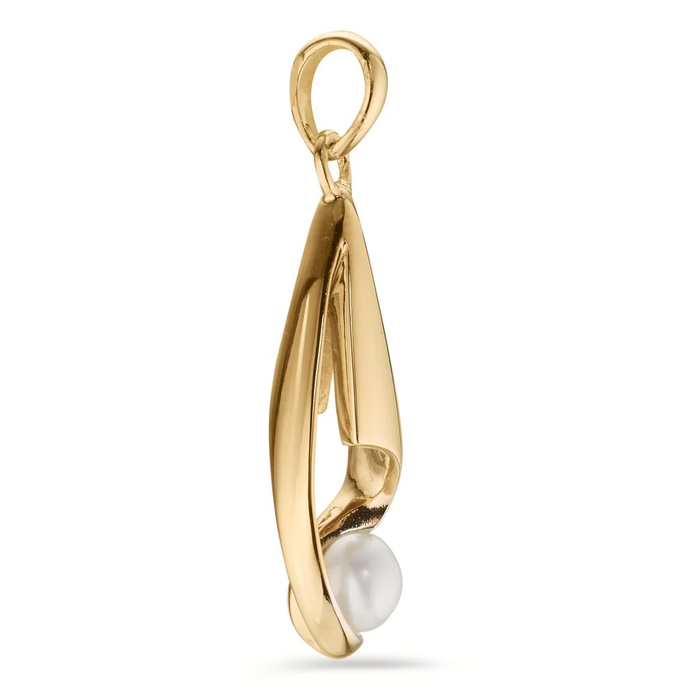 Ciondolo Argento giallo dorato Perla coltivata d'acqua dolce bianco, 5 mm - Image 2