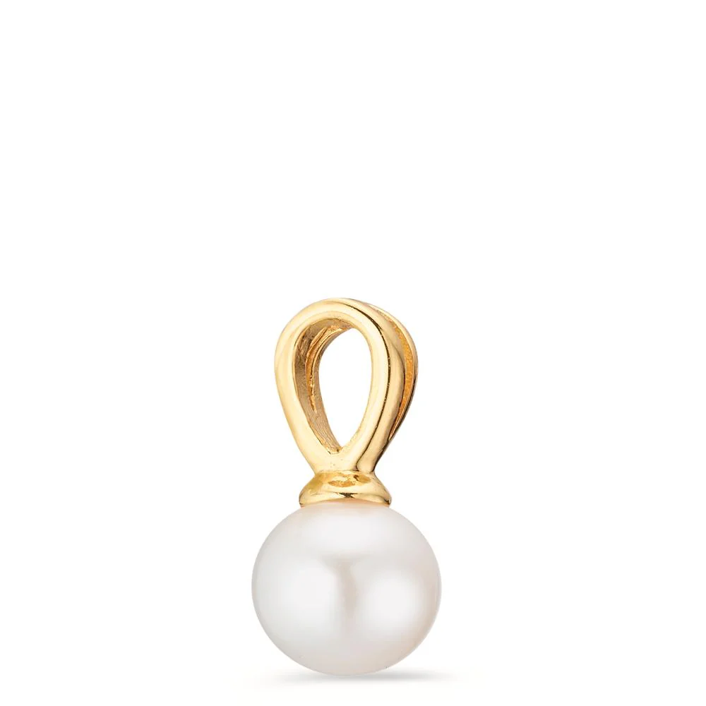 Ciondolo Argento giallo dorato Perla coltivata d'acqua dolce bianco, 8 mm - Image 2
