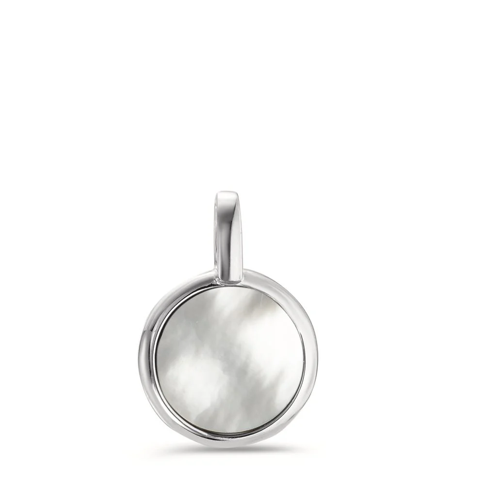 Ciondolo Argento rodiato Madreperla bianco Ø14 mm