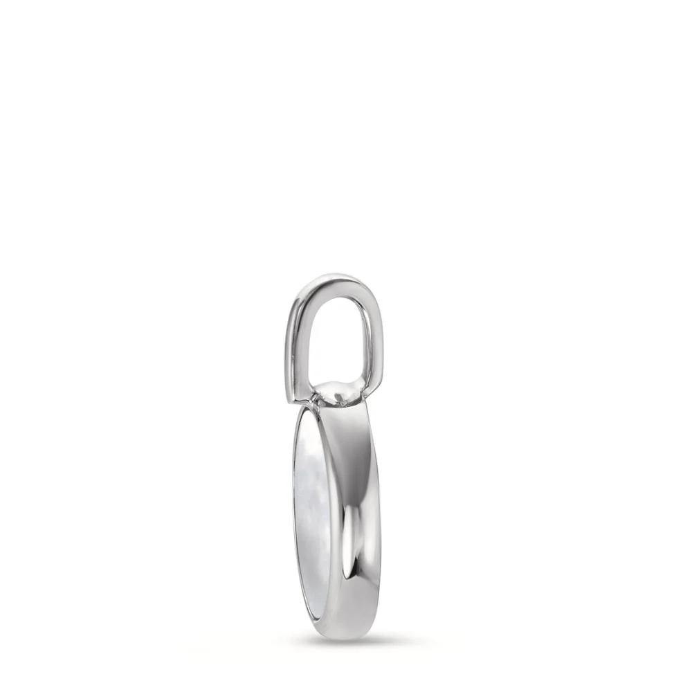 Ciondolo Argento rodiato Madreperla bianco Ø14 mm - Image 2