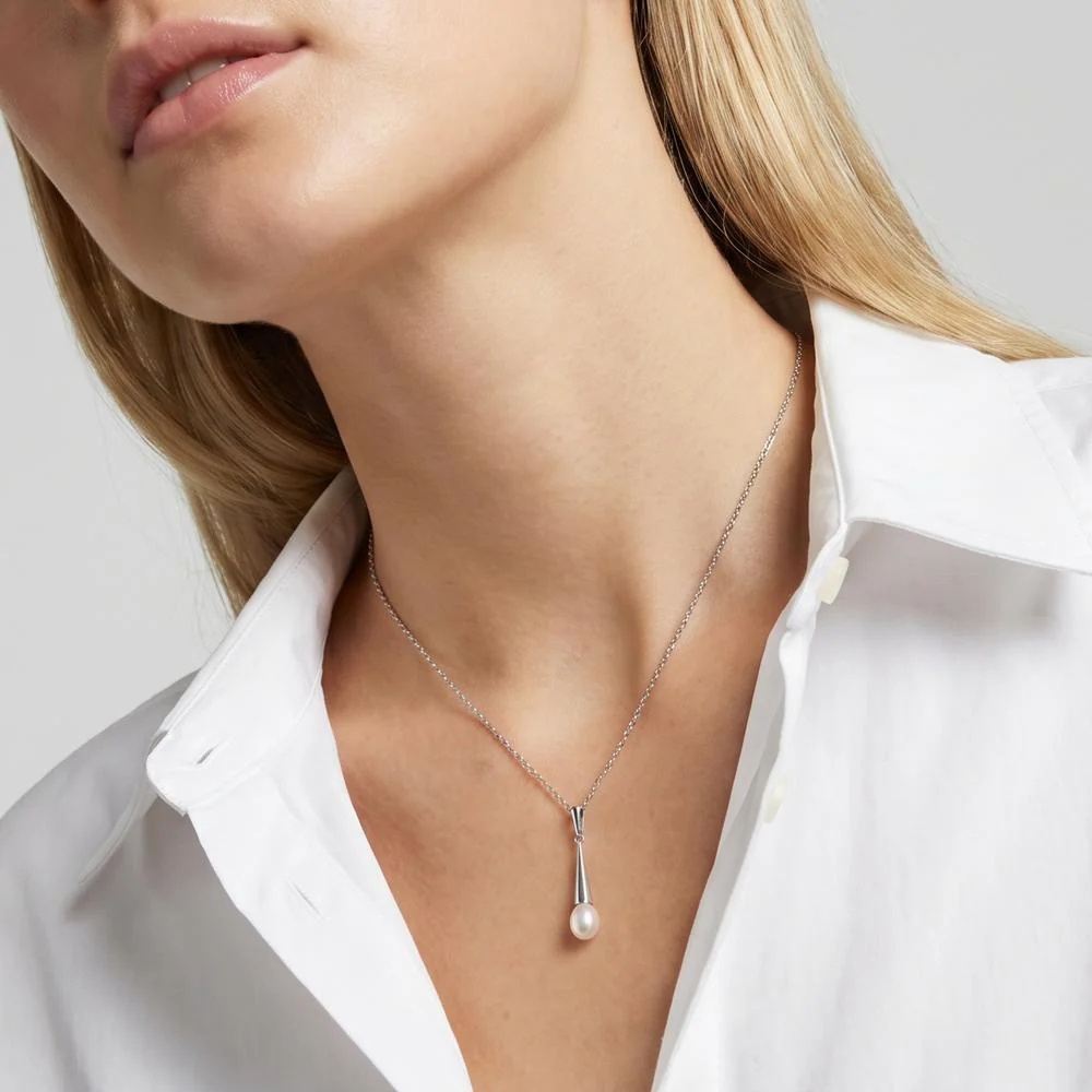 Ciondolo Argento rodiato Perla coltivata d'acqua dolce, 2 Perla, 7.5 mm - Image 3