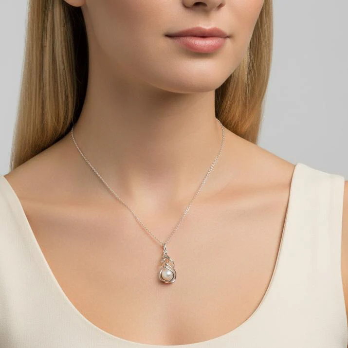 Ciondolo Argento rodiato Perla coltivata d'acqua dolce, 7 mm - Image 3