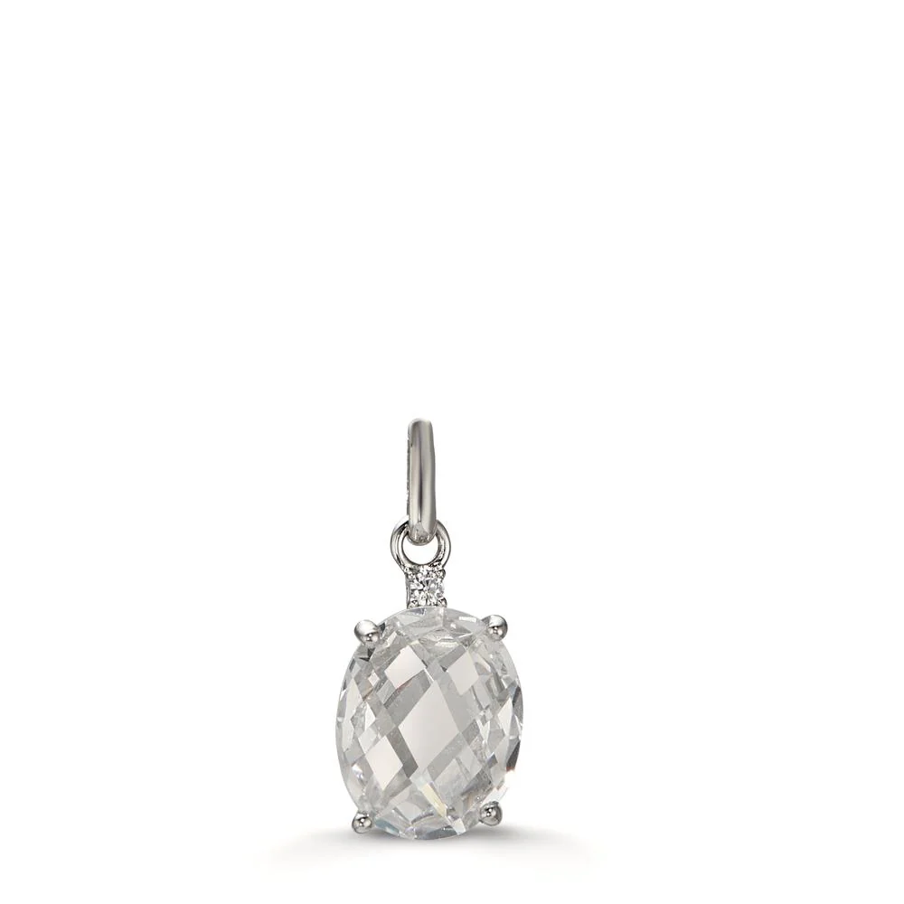 Ciondolo Argento Zirconia 2 pietra rodiato