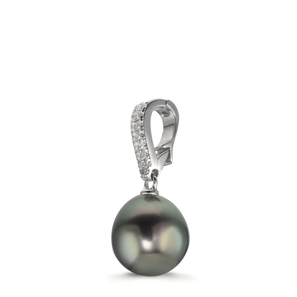 Ciondolo Argento Zirconia 20 pietra rodiato Perla di Tahiti 10-11 mm - Image 2