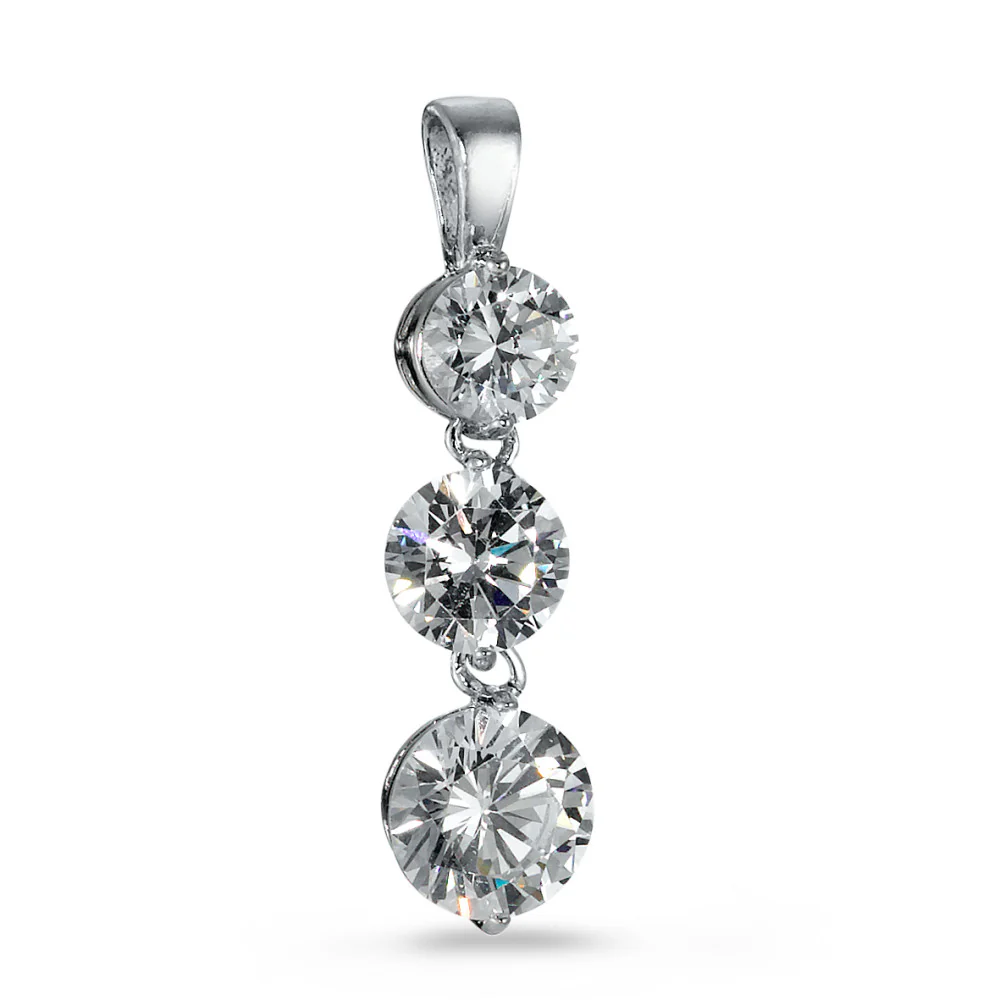 Ciondolo Argento Zirconia 3 pietra rodiato