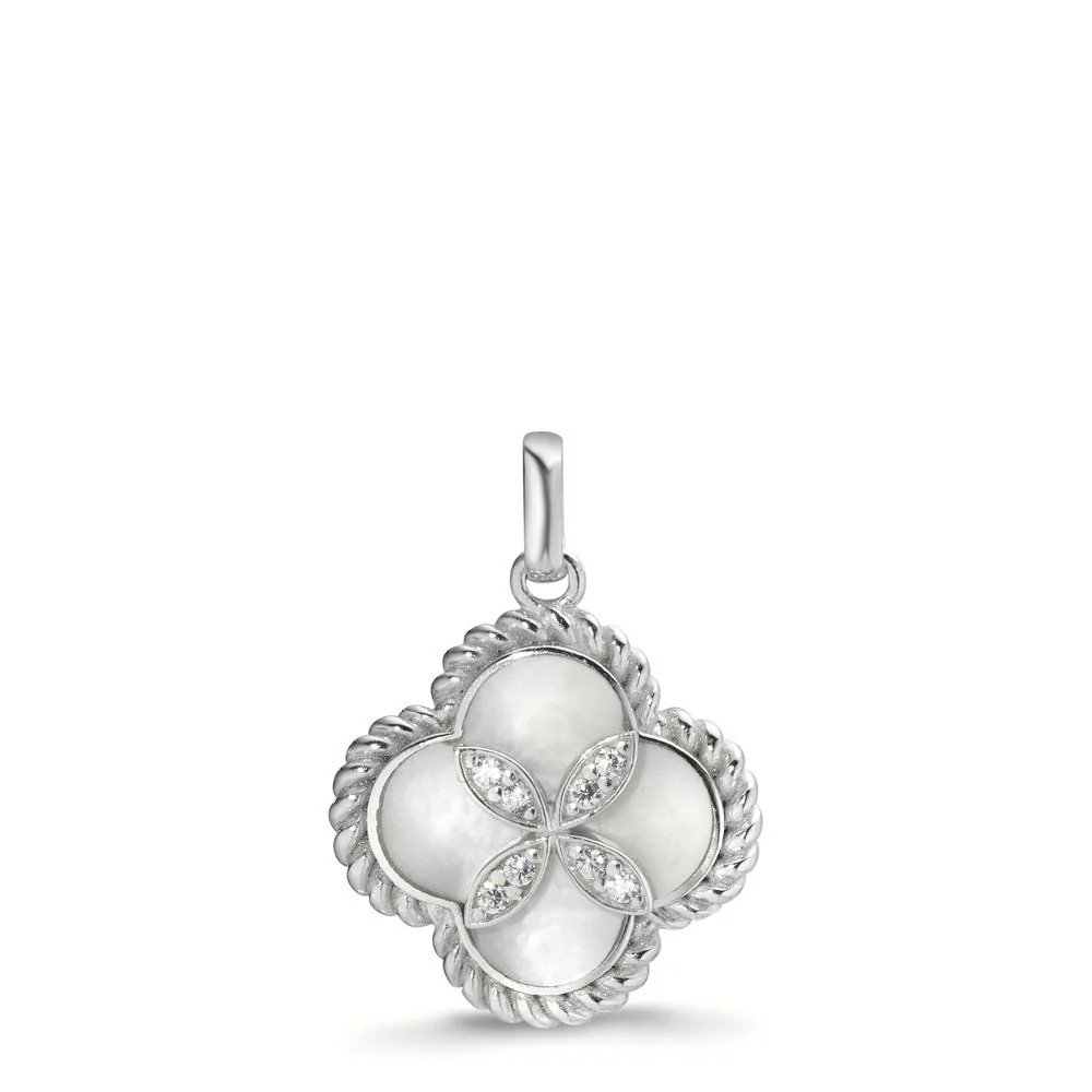 Ciondolo Argento Zirconia 8 pietra rodiato Madreperla Ø16.5 mm