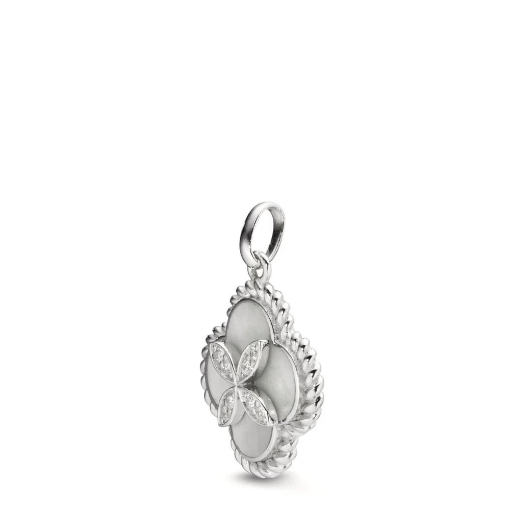 Ciondolo Argento Zirconia 8 pietra rodiato Madreperla Ø16.5 mm - Image 4