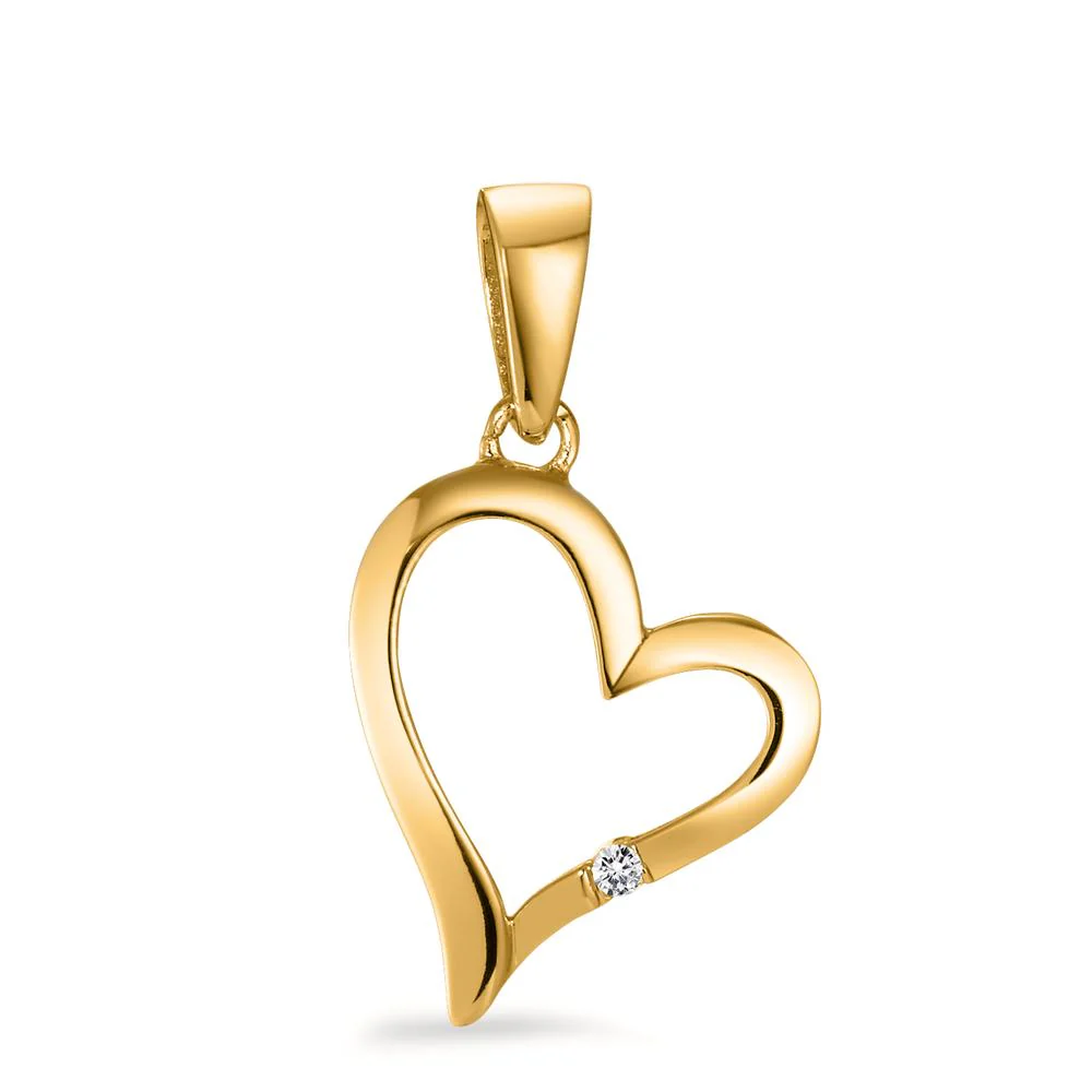 Ciondolo Argento Zirconia bianco giallo dorato Cuore