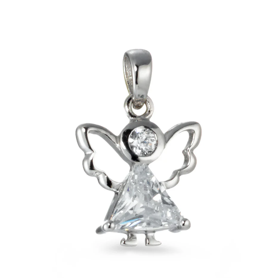 Ciondolo Argento Zirconia bianco rodiato Angelo