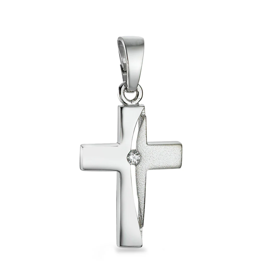 Ciondolo Argento Zirconia rodiato Croce