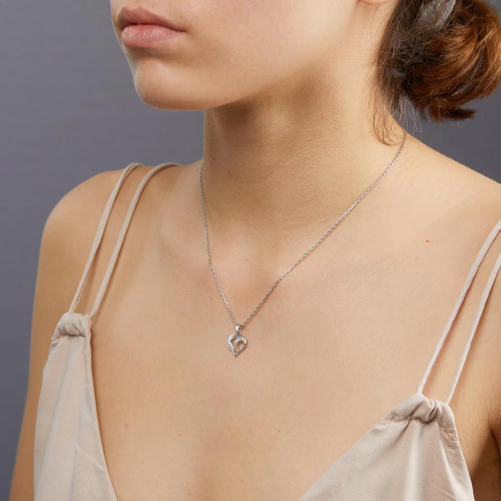 Ciondolo Argento Zirconia rodiato Cuore - Image 2