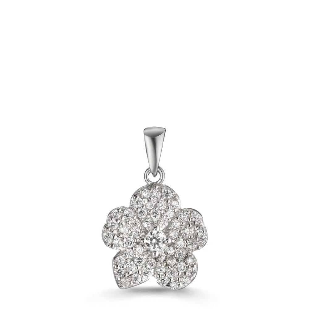 Ciondolo Argento Zirconia rodiato Fiore Ø11 mm