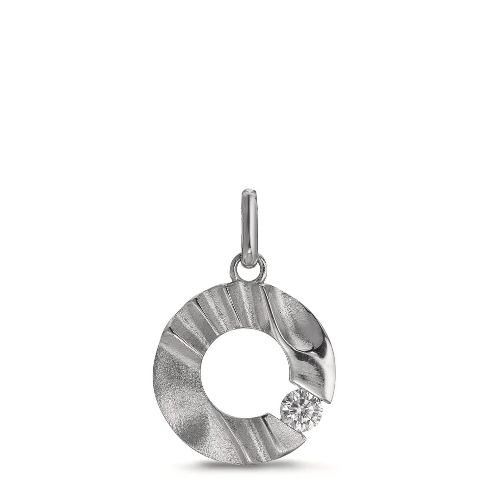 Ciondolo Argento Zirconia rodiato Ø13 mm