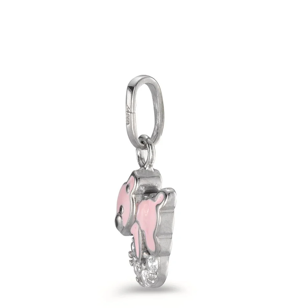 Ciondolo Argento Zirconia rodiato Orso Ø9.5 mm - Image 2