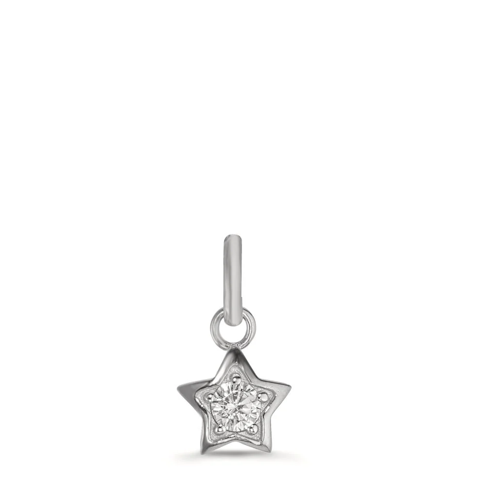 Ciondolo Argento Zirconia rodiato Stella Ø6.5 mm