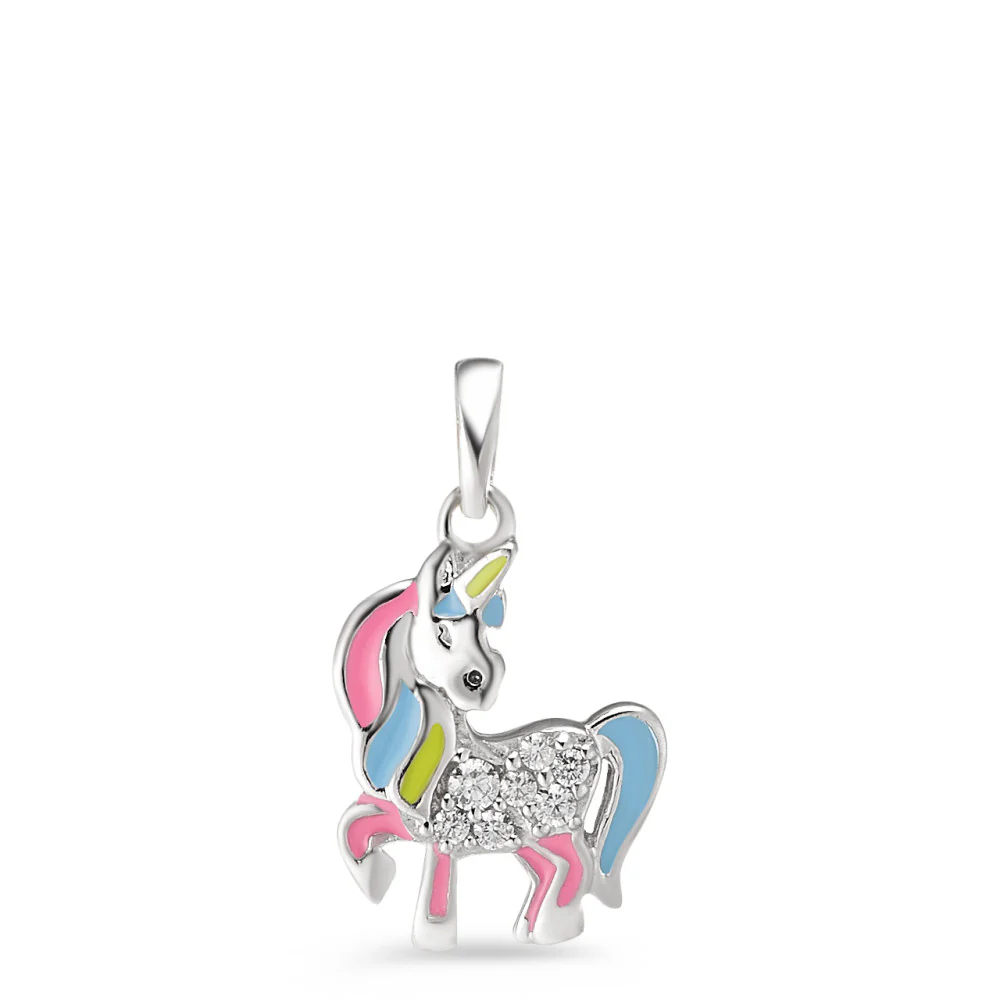 Ciondolo Argento Zirconia rodiato Unicorno