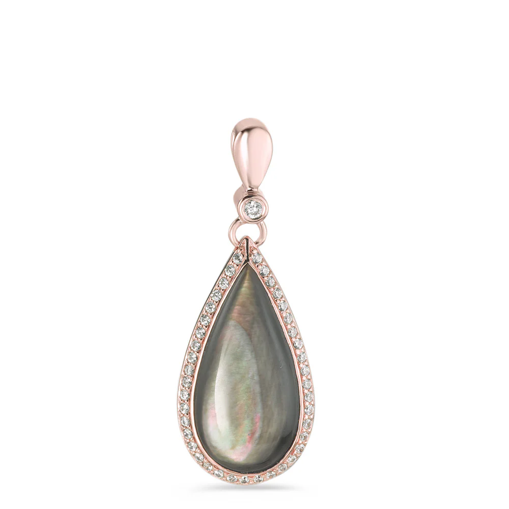 Ciondolo Argento Zirconia rosa dorato Madreperla nero