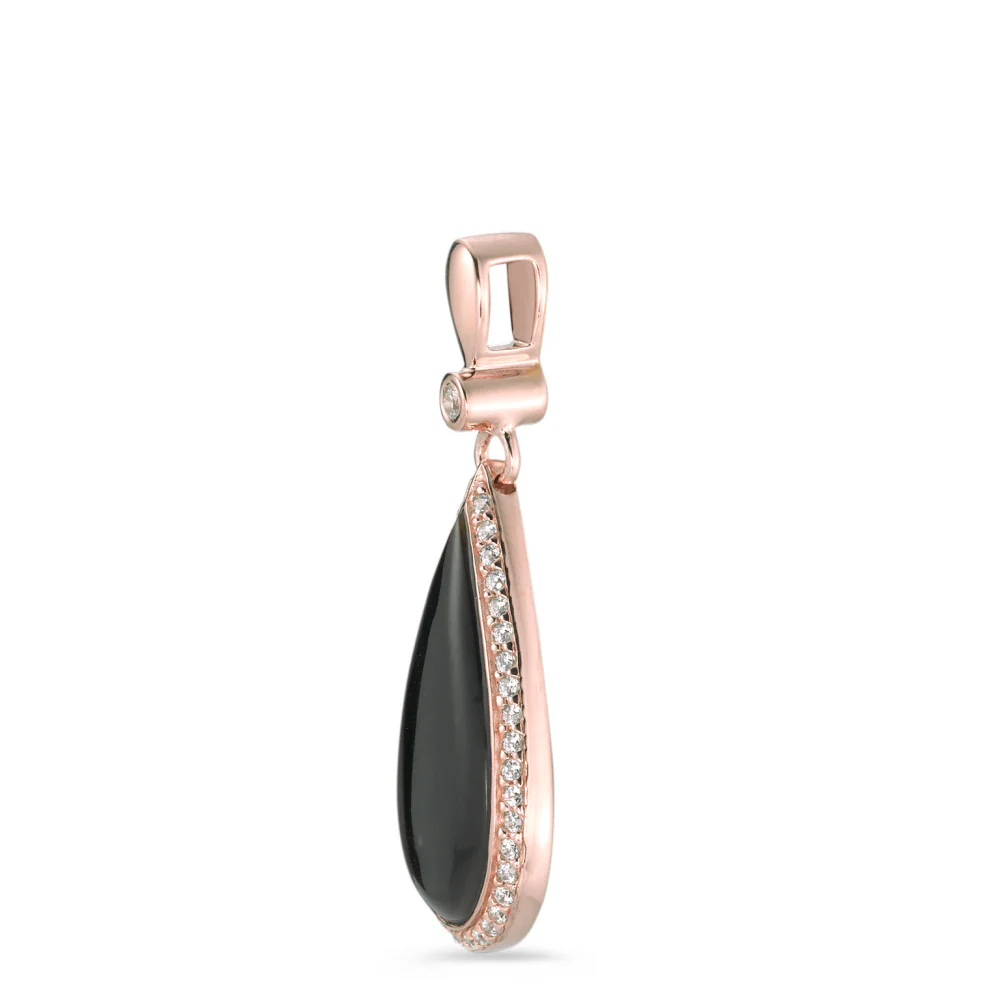 Ciondolo Argento Zirconia rosa dorato Madreperla nero - Image 2
