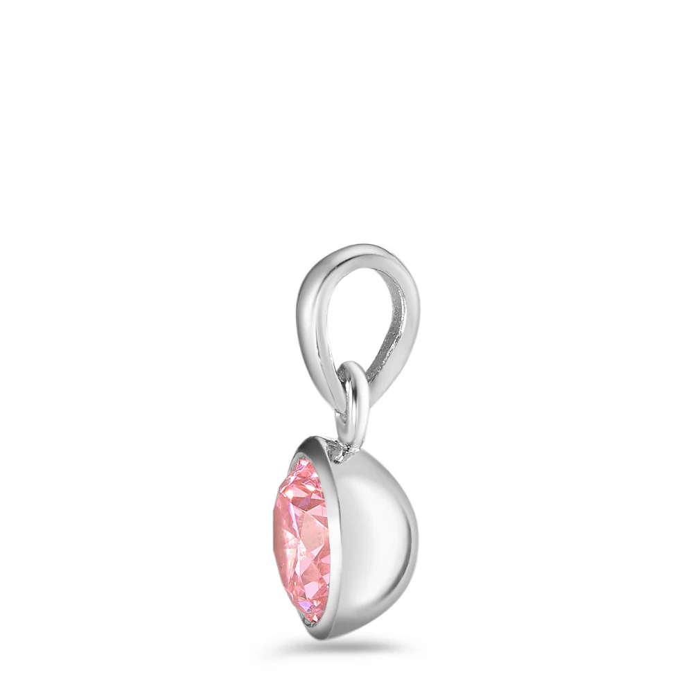 Ciondolo Argento Zirconia rosa Ø7.5 mm - Image 3