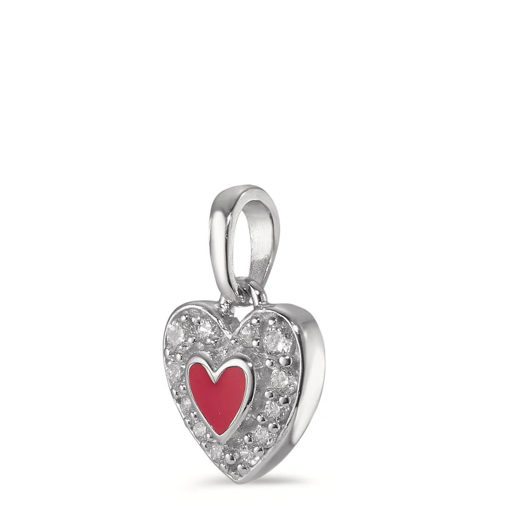 Ciondolo Argento Zirconia smaltato Cuore Ø8.5 mm - Image 2
