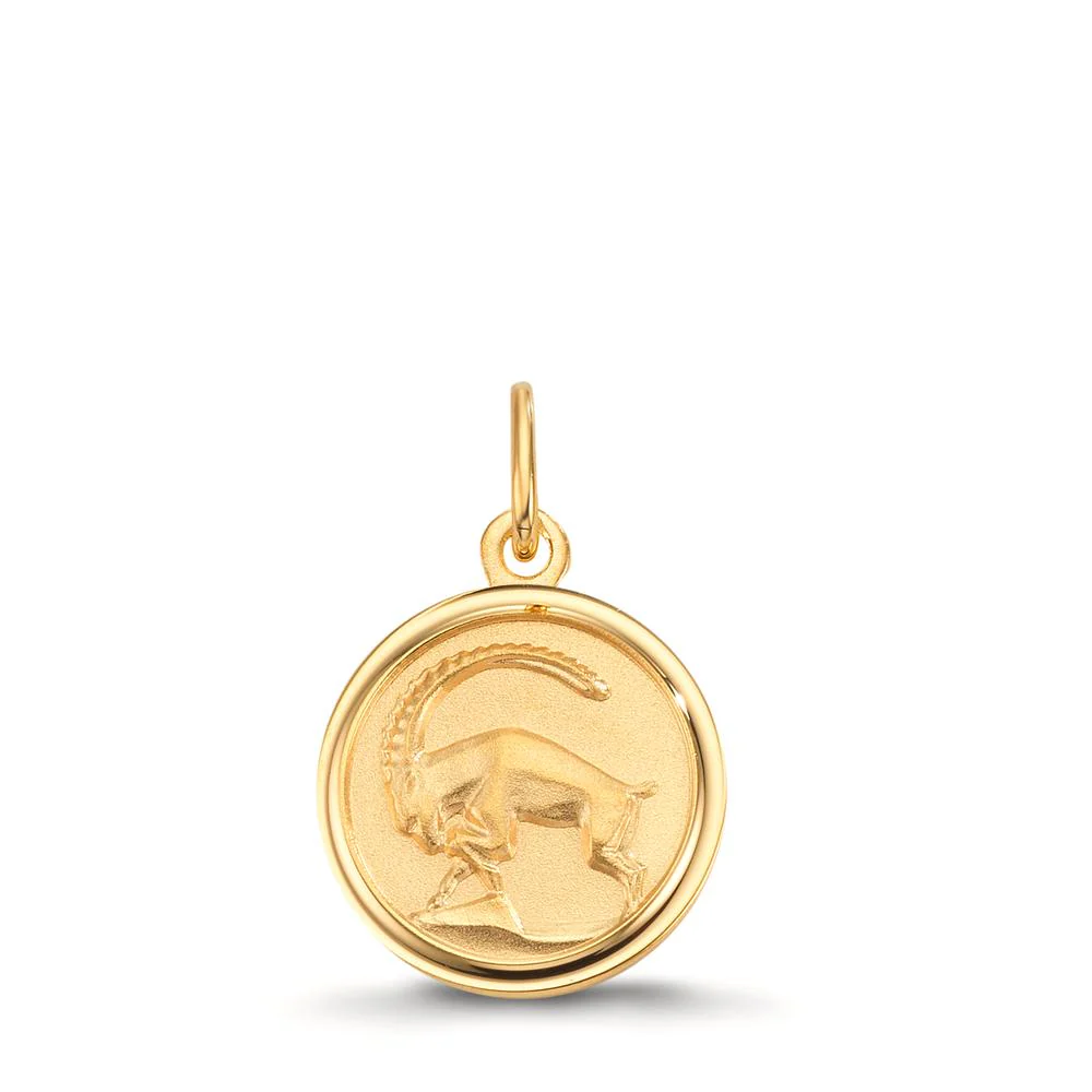 Ciondolo incisione Oro giallo 375/9K Segno zodiacale Capricorno Ø12 mm
