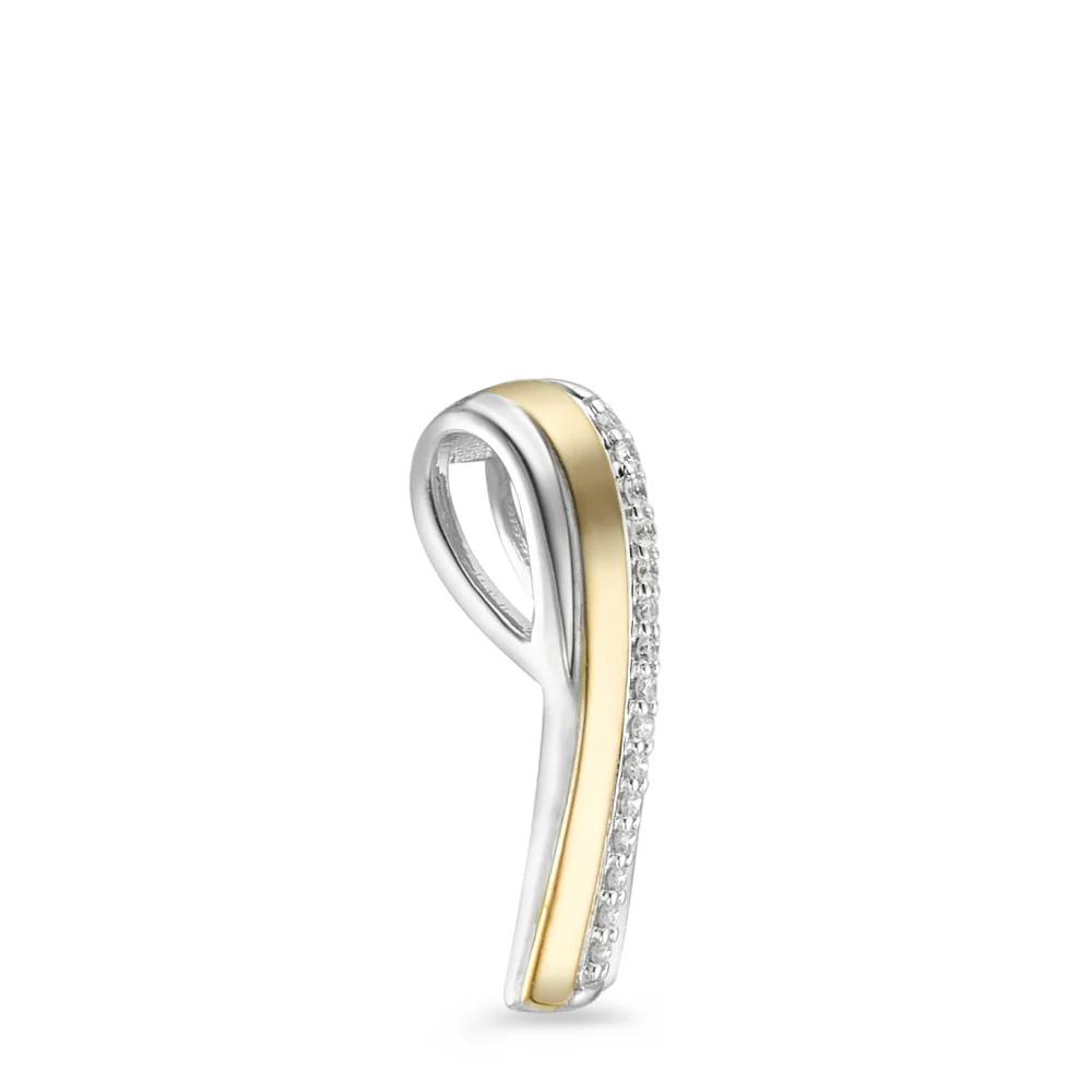 Ciondolo Oro bianco 375/9K Diamante 0.04 ct, 15 pietra, w-si giallo dorato - Image 3