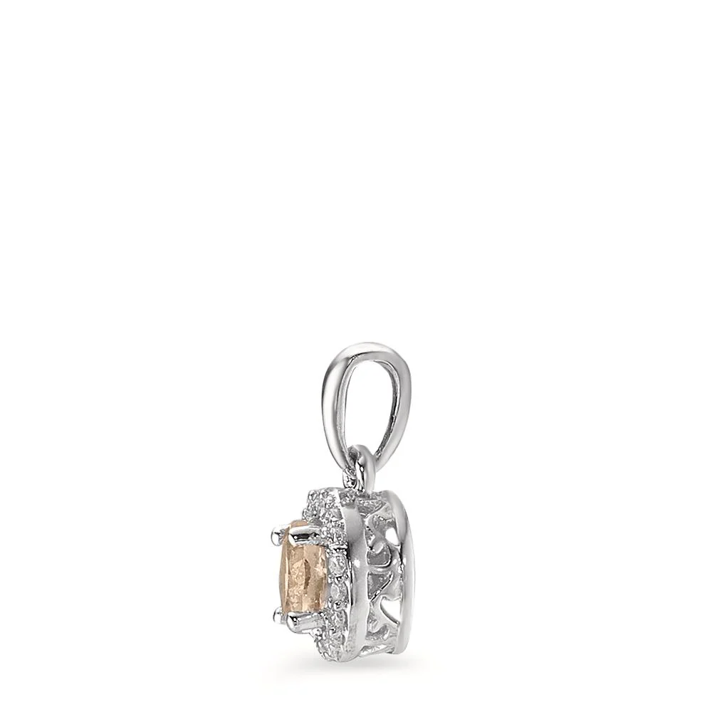 Ciondolo Oro bianco 375/9K Morganite Champagne, 0.33 ct, [rund], Diamante bianco, 0.06 ct, 18 pietra, w-pi3 Ø6.5 mm - Image 2
