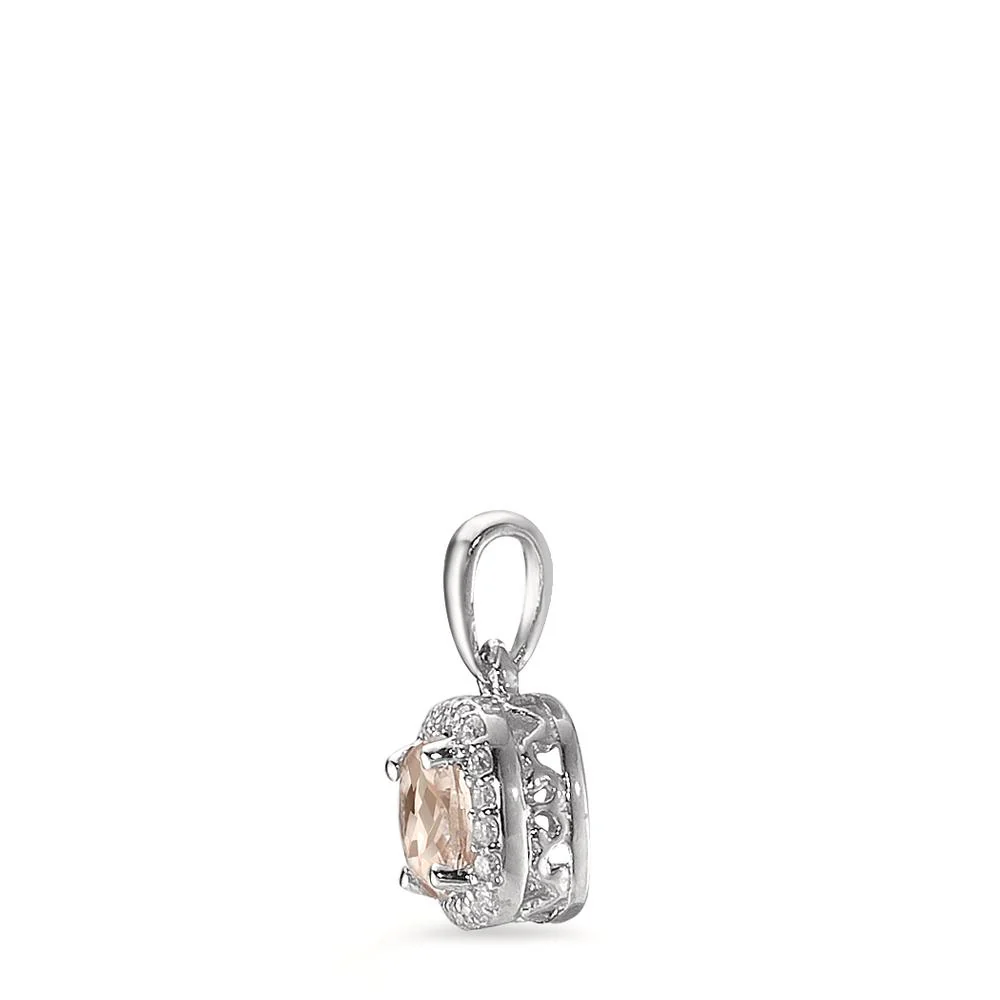Ciondolo Oro bianco 375/9K Morganite Champagne, 0.35 ct, [rund], Diamante bianco, 0.06 ct, 20 pietra, w-pi3 Ø6.5 mm - Image 2