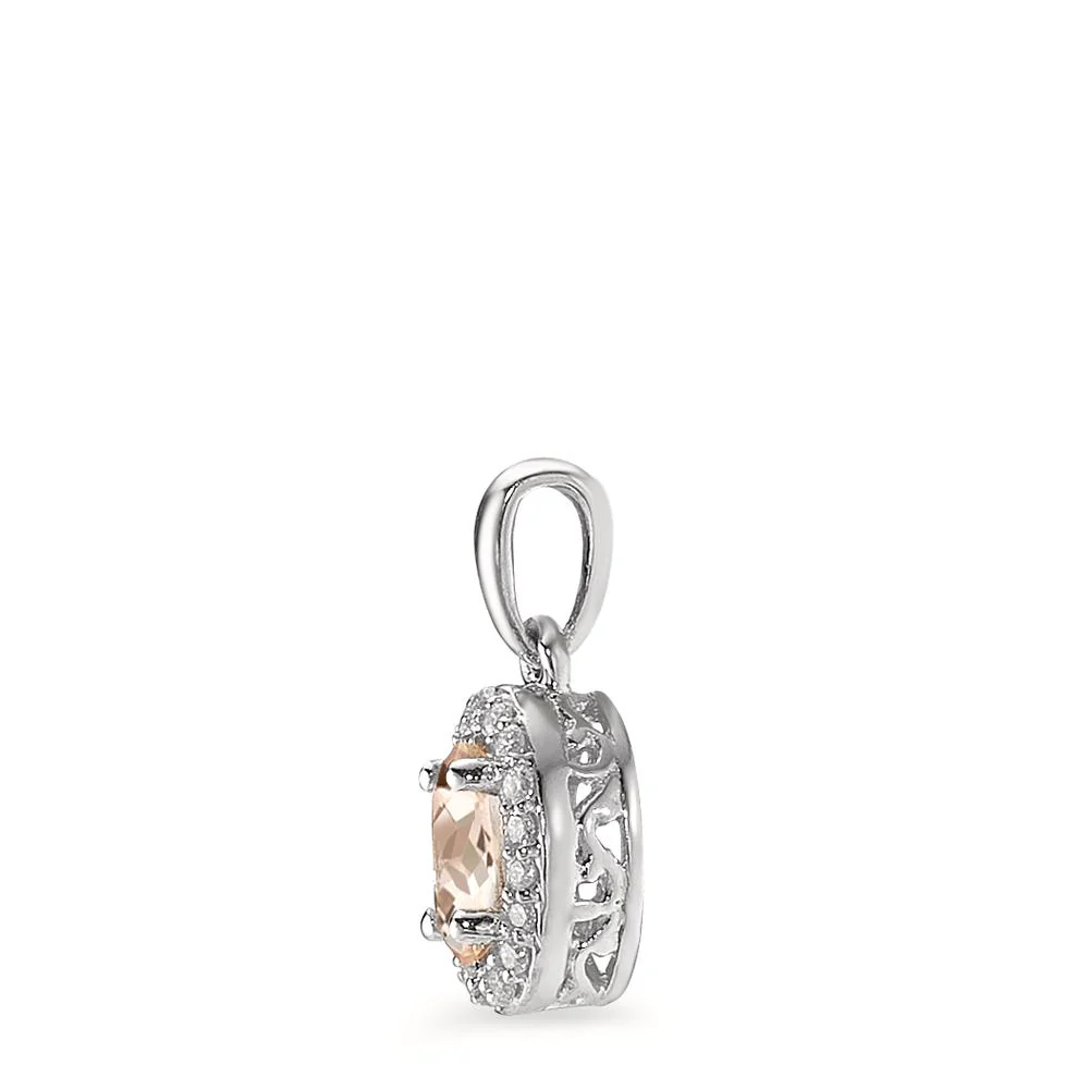 Ciondolo Oro bianco 375/9K Morganite Champagne, 0.36 ct, [oval], Diamante bianco, 0.06 ct, 18 pietra, w-pi3 - Image 2