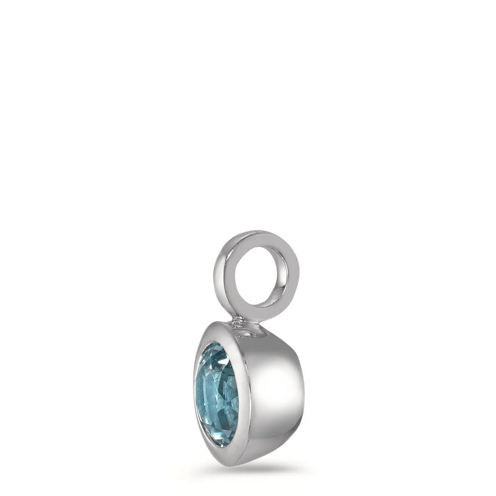Ciondolo Oro bianco 375/9K Topazio blu Ø6.5 mm - Image 2