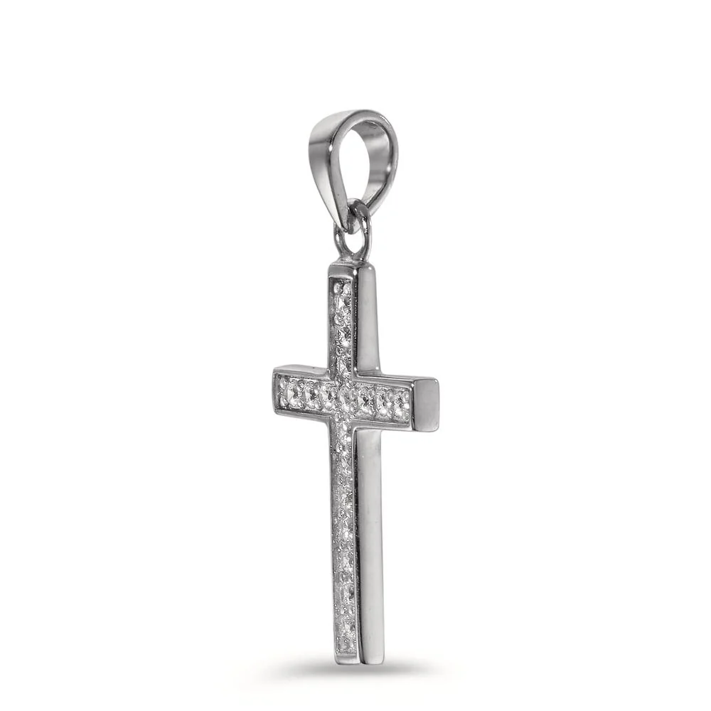 Ciondolo Oro bianco 375/9K Zirconia 17 pietra Croce - Image 2