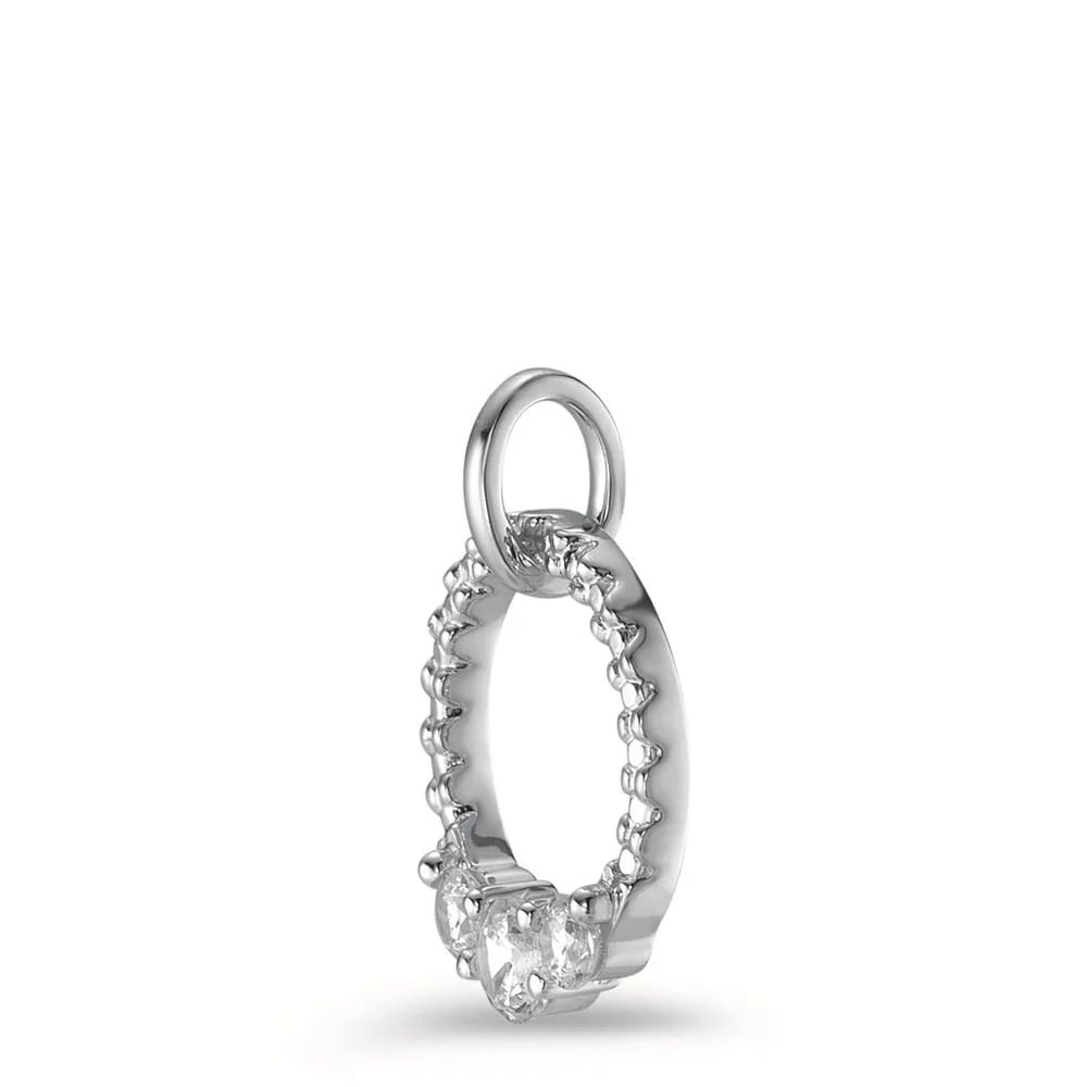 Ciondolo Oro bianco 375/9K Zirconia 3 pietra Ø11 mm - Image 2