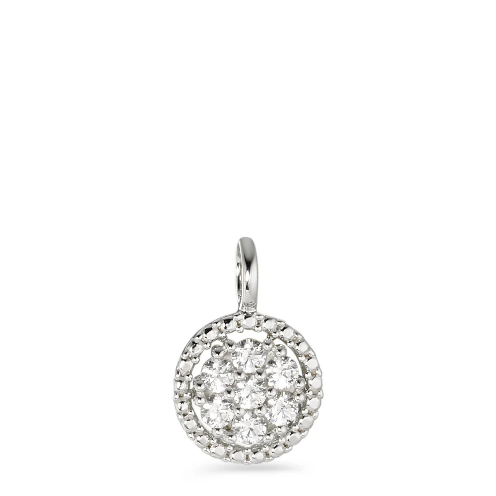 Ciondolo Oro bianco 375/9K Zirconia bianco, 7 pietra Ø9.2 mm