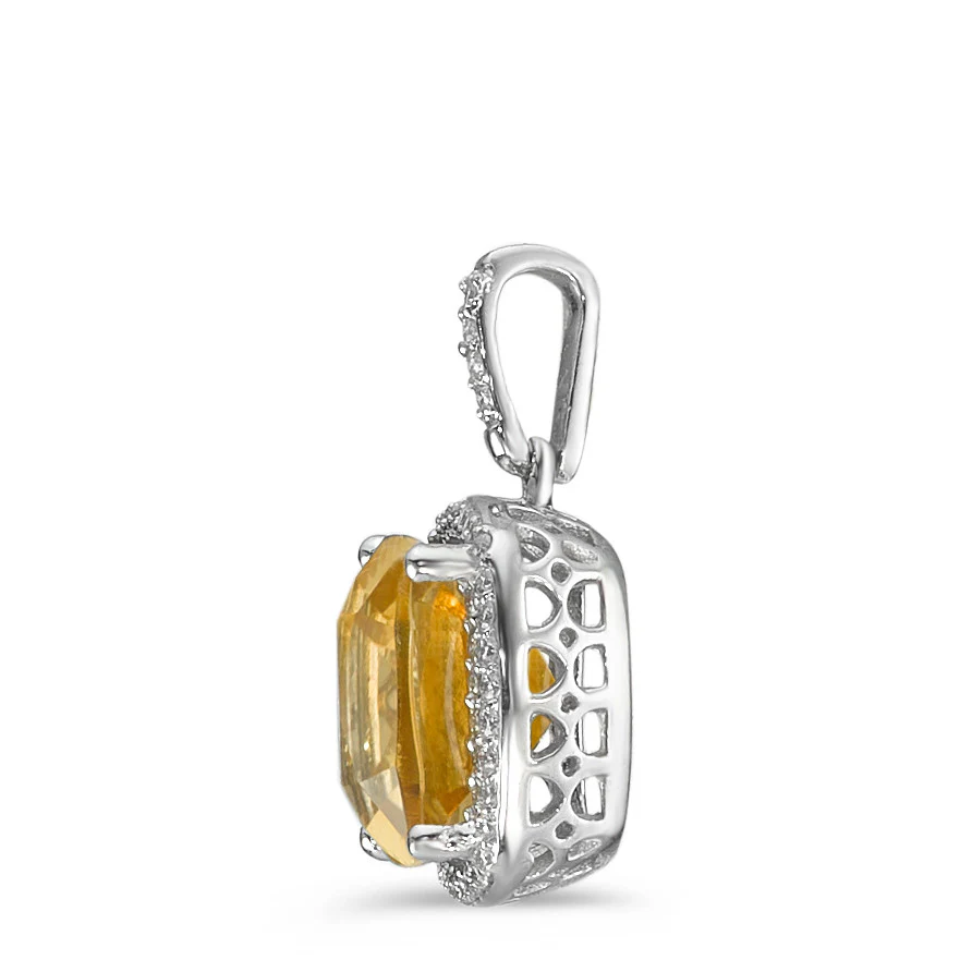 Ciondolo Oro bianco 750/18 carati Citrino d'oro, Diamante bianco, 0.12 ct, 40 pietra, w-pi3 Ø11 mm - Image 2