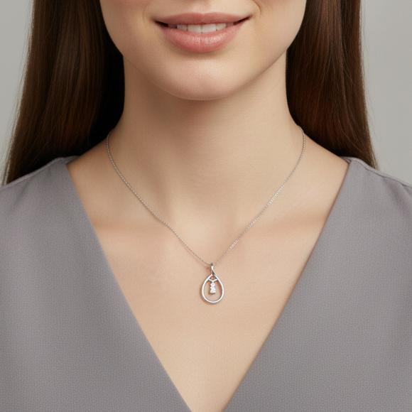 Ciondolo Oro bianco 750/18 carati Diamante 0.03 ct, 2 pietra, w-si - Image 3