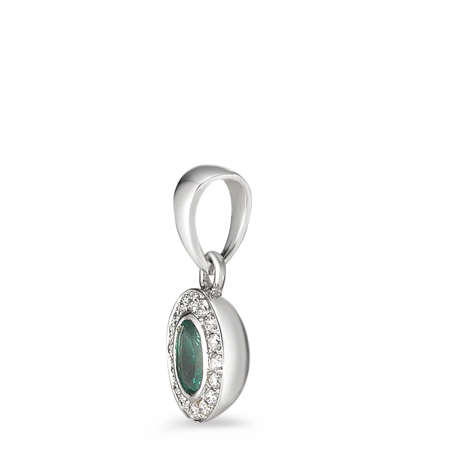 Ciondolo Oro bianco 750/18 carati Diamante 0.04 ct, 17 pietra, w-si, Smeraldo - Image 2