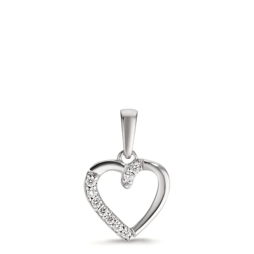 Ciondolo Oro bianco 750/18 carati Diamante 0.05 ct, 9 pietra, w-si Cuore Ø9.5 mm