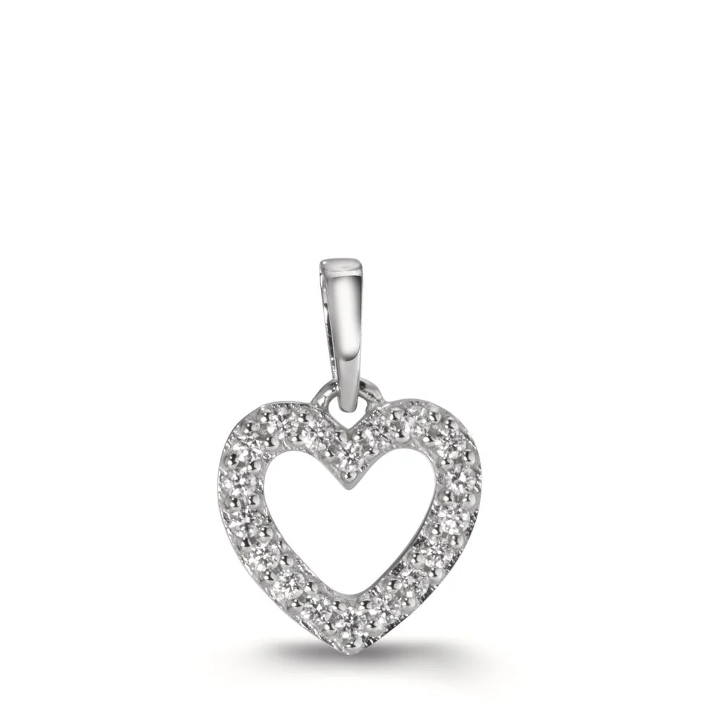 Ciondolo Oro bianco 750/18 carati Diamante 0.08 ct, w-si Cuore Ø8.5 mm